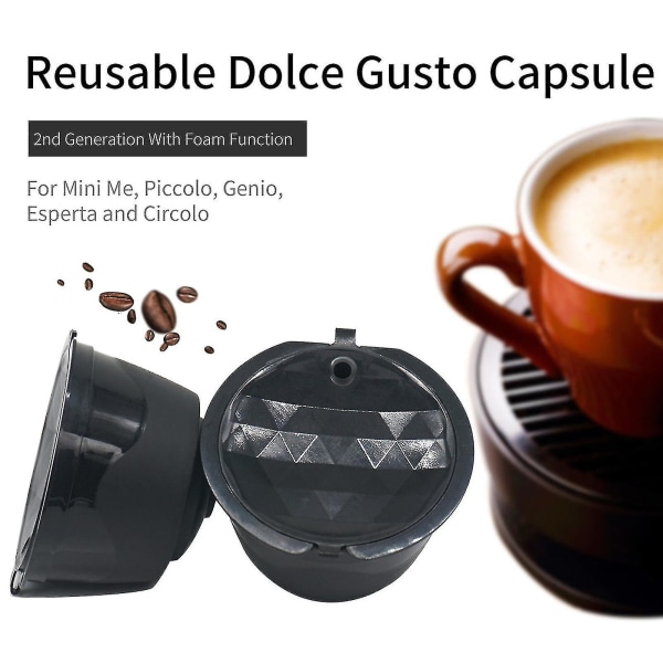 Rustfritt stål påfyllbar kaffemaskin filterkapselkopp for Dolce Gusto-sett