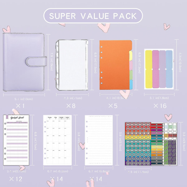 A6 pärm Budget Planner Notebook Hem Kontant Budget Kuvert System Pu Läder Pärm Set
