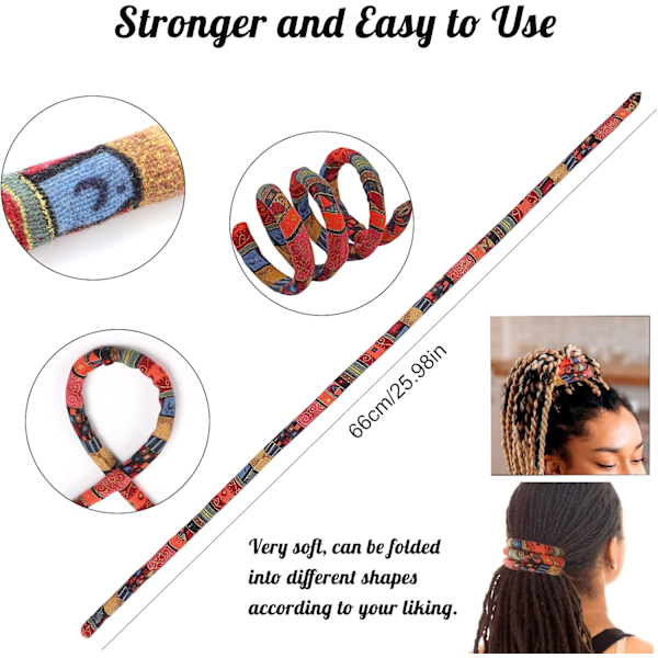Spiral Lock Hårband Dreadlock Tillbehör, Böjbara Hårband Långa Dreads, Bun Wrap Ponytail Wrap Tie Tjockt Lockigt för Kvinnor och Män Ponytail Hållare ( Red Pattern