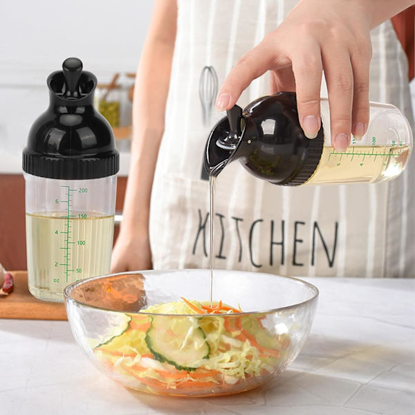 Salladsdressingsskakare, 200 ml/7,03 oz Salladsdressingflaska Såsflaska Dressingblandare Skakareflaskor Blandare Mät Salladsdressingdispenser Black