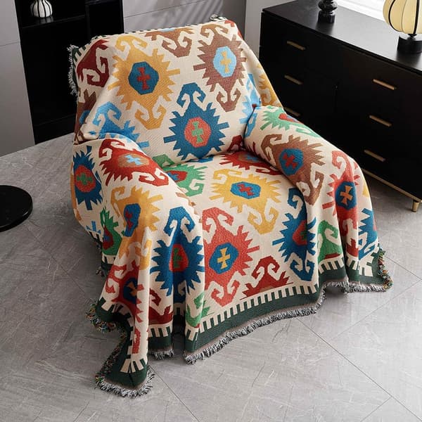 Sofabetræk Sofatæppe Universal Sofabetræk Sofabeskytter Skridsikkert Sektionssofabeskytter Boho Sofabetræk 180x130cm-6x4.2ft