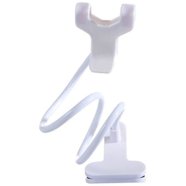 Universal svanehals telefonholder med klips, bærbar fleksibel holder, lange arme 360 ​​justerbar rotation, robust (hvid)