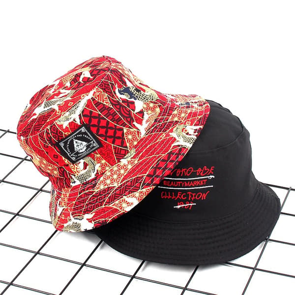 Ukiyo-e guldfisk broderad hatt unisex tryck dubbelsidig B