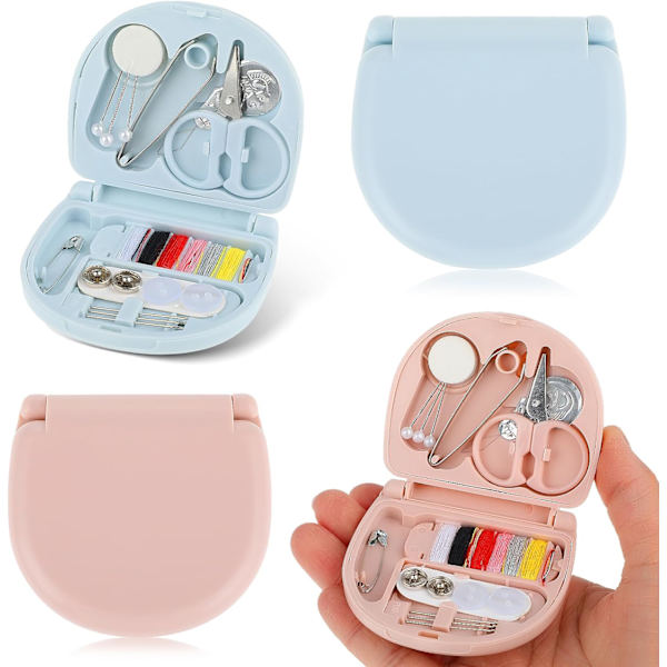 2-pakks Mini Reise Sysett, Bærbar Sysett med Foldbar Etui for Hjemme Reisende, Nybegynnervennlig Nødreparasjon Sysett DIY Sytilbehør