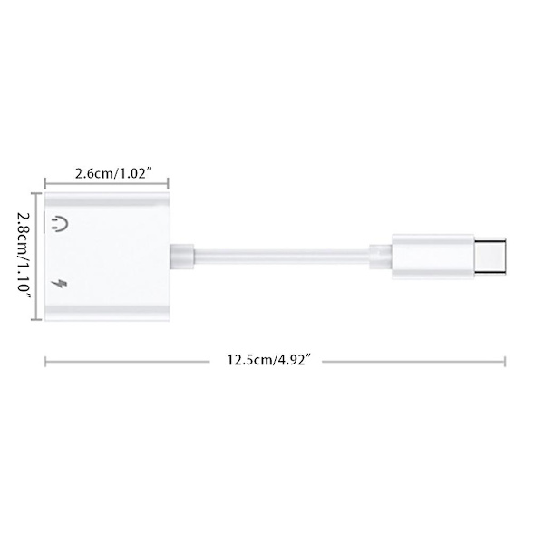 2 i 1 oplader type C, Aux-konverter, hovedtelefonadapter Dac Usb