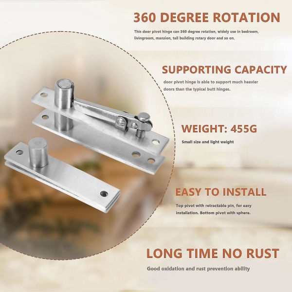 304 Less Steel Pivot Door Hin Duty Pivot Hin Yhteensopivat ovet 360 De Shaft Vähemmän teräsoven sarana Hin