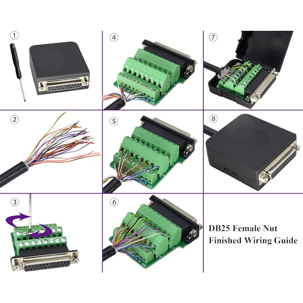 DB25 Hun Breakout Board Connector DB25 Lang Bolte 2 Række Hun 25-bens Loddefri Serial Port Adapter til Terminal Connector Skilt FemaleNut