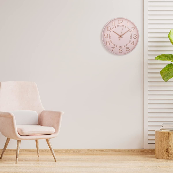 10 tum Små Väggklockor Batteridrivna, Tyst Ingen Tickande Klocka för Vägg, Modern Kvartsväggklocka för Vardagsrum Sovrum Kök Kontor S 10inchpink & Rosegold 1 pack 10 inch