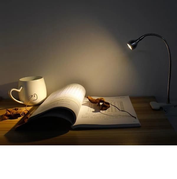 USB-drevet leselampe med klips, 3W, svart