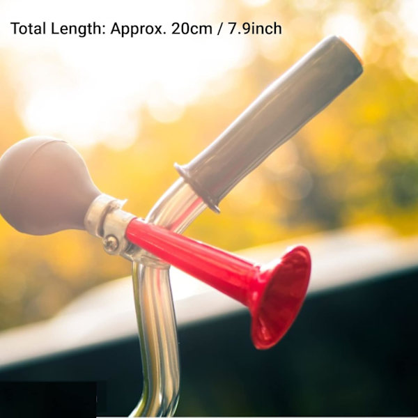 Cykel Luft Horn Cykel Cykling Retro Krom Metall Hooter Hög Bell Bugle Trumpet Alarm Gummi Squeeze Bulb, 8.46 Tum Red 1 Count (Pack of 1)