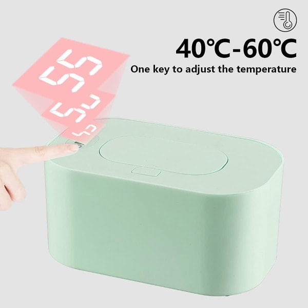 Baby Wipe Warmer Justerbar USB Wipe Case Bärbar Smart våtservetter Värmare För barn Bil Hem Resor Baby Nursery (grön)