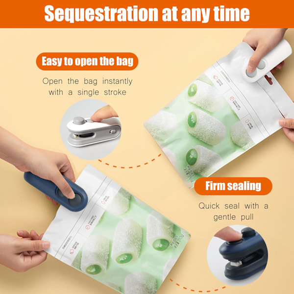 Mini Poseforsegler, 2 i 1 Varmeforseglingsmaskine med Skærer, Plastik Varmeforsegling Vakuumforsegler Køkken Gadget til Mylar/Madopbevaringsposer (Hvid 1-pak) 1