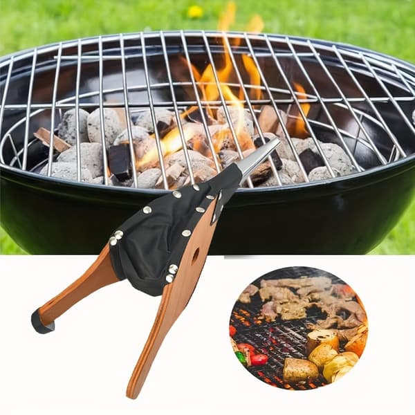 Manuel blæsebælg i træ til grill