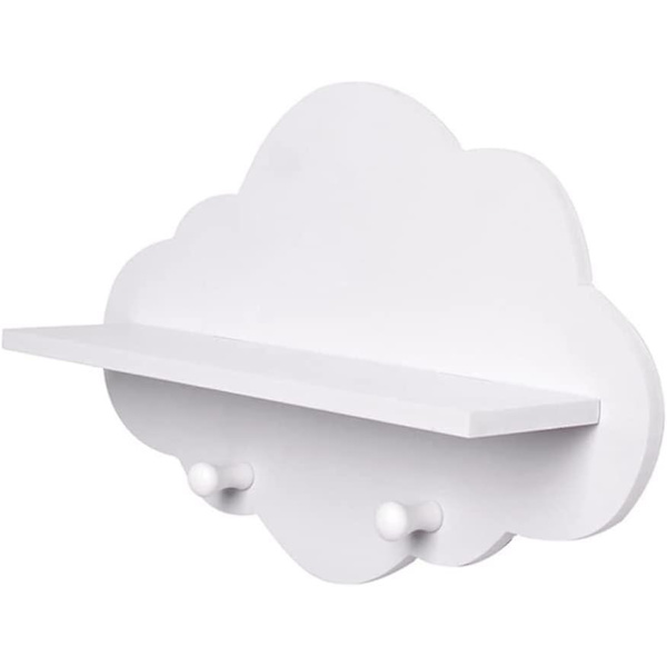 Skyhylder Skyform Træ Flydende Hylde Hvid Flydende Hylder Væghængt Displaybræt Frakkeholder Opbevaringsstativ Børneværelses Tilbehør 1 stk