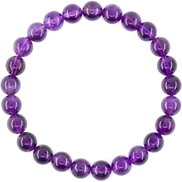 Kristall armband, 8mm Naturstenpärlor Armband, Läkande Kristall Armband för Kvinnor Män Amethyst