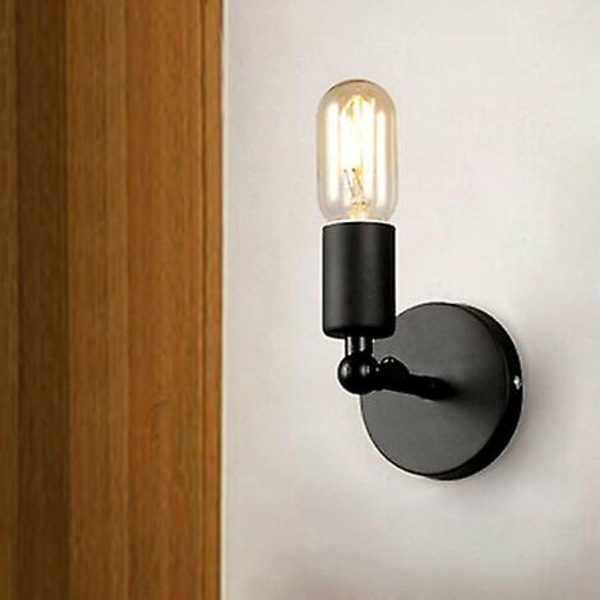Industriel Jern Metal Vægskænke, Retro Edison Lampe E27 Sokkel Loft Retro Belysning Til Soveværelse, Stue, Spisestue, Gang (sort)