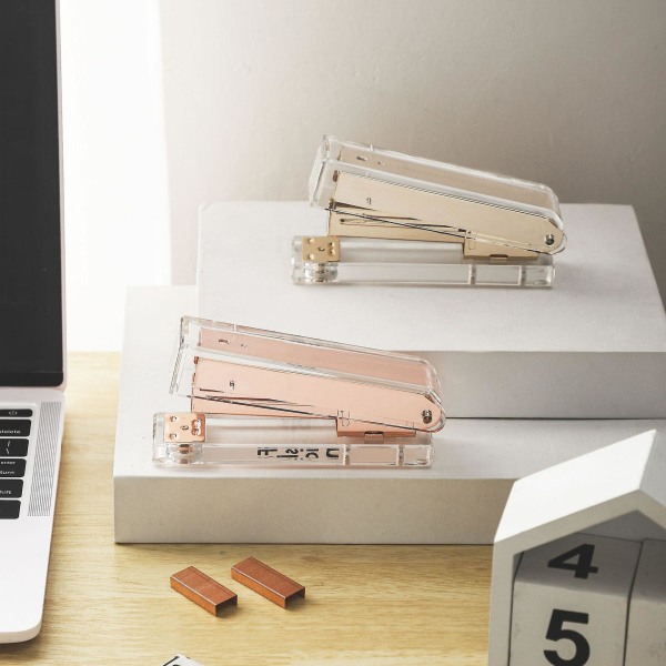 Akryl-guld skrivebordshæftemaskiner Klassisk moderne design til at lyse dit skrivebord op Elegant kontorbordstilbehør (1 stk, guld)