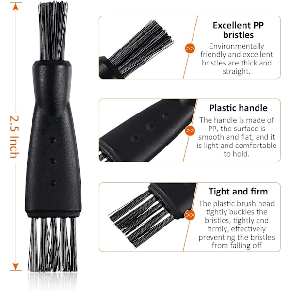 8 stk. barbermaskinebørste barberknivsbørste elektrisk dobbeltsidet trimmer barbermaskinebørste rengøringssæt nylonbørster PP-håndtag Black