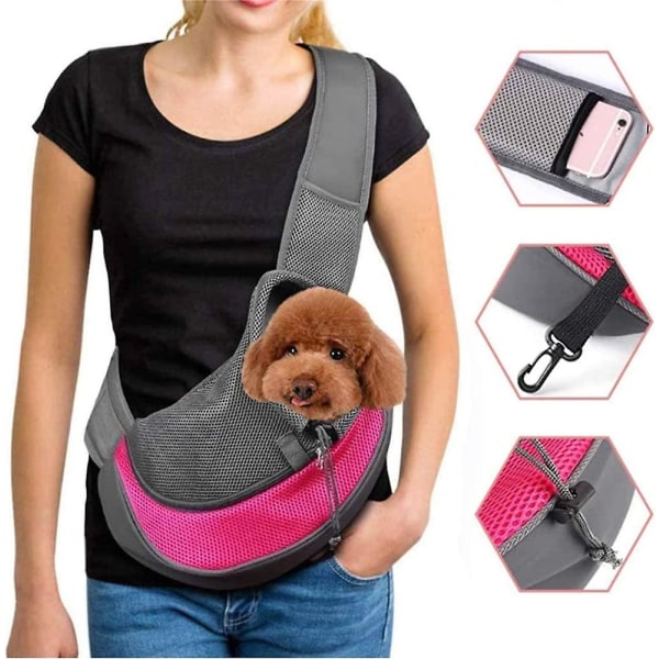 Kæledyrsbæretaske til hunde Katte håndfri til udendørs rejser Skuldertaske (kæledyr under 4,1 kg) Pink