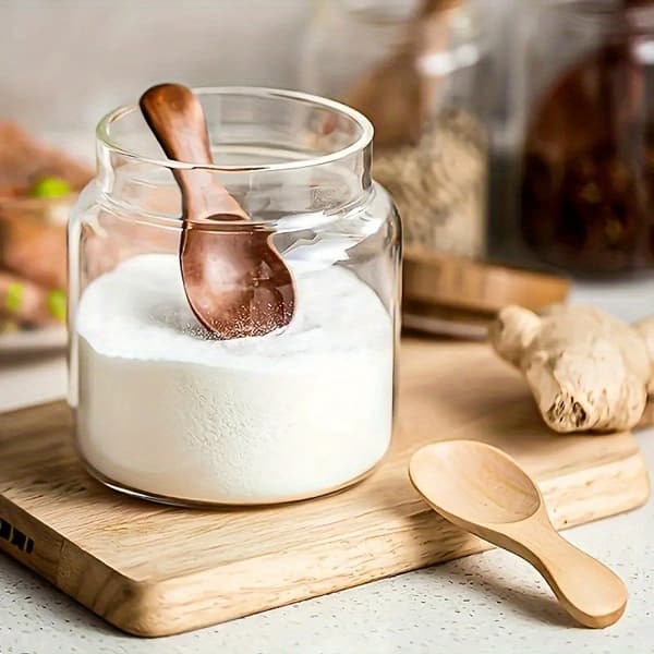 Sæt med 4 mini-træskeer — Ideelle til desserter, krydderier og mere — Design med kort skaft