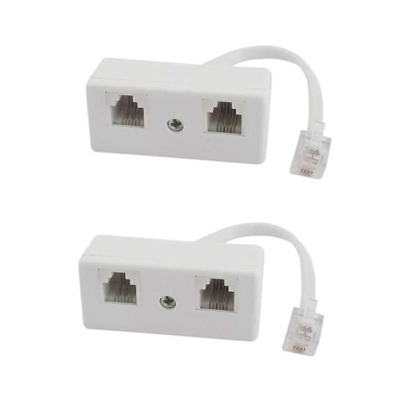 2x 6p4c Rj11 To Dual Fe Teleph Line Splitter Connector Adapter