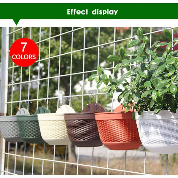 Planter för utomhusväxter, räcke-planter, stora staketplanter, blomkrukor, balkonghinkar, växtkrukor, vägg- och fönsterplanthållare för trädgård, gård och vägg Green 25 Inch