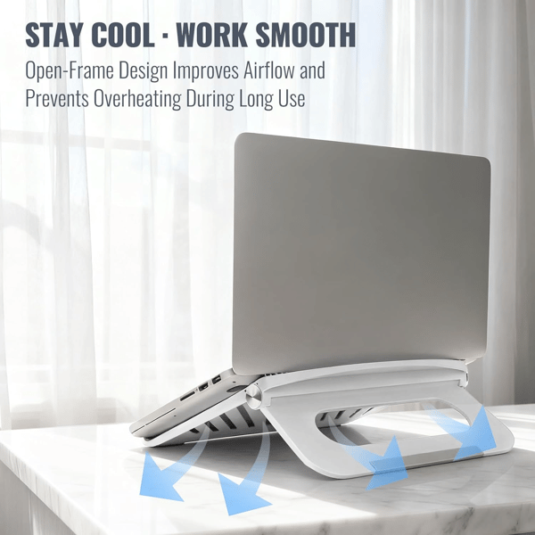 Søt justerbar laptopstativ - Sammenleggbart ventilert solid skrivebordsstativ, sklisikkert for MacBook hjemmekontor, morsom gave til kvinner White