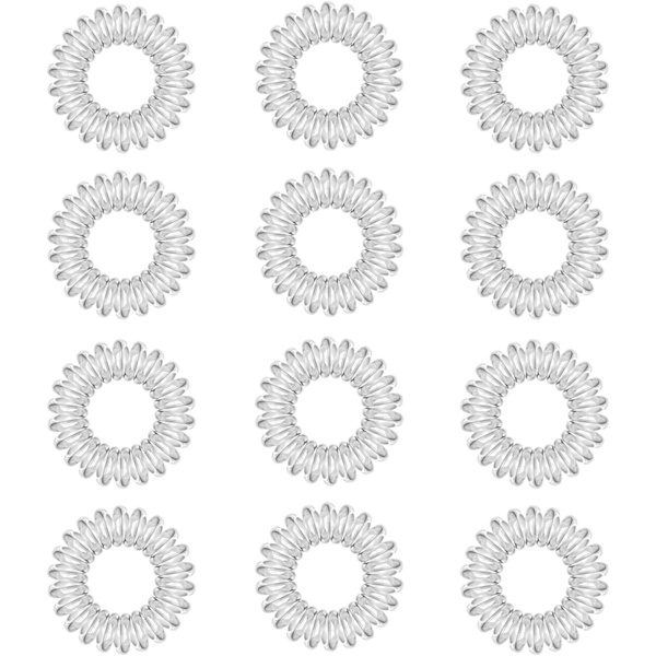 Hiuslenkit, 12 kpl läpinäkyviä muovisia hiuskieppukuminauhoja, spiraaliponinhännän pidikepuhelinkaapelin bobbles-nauhasarja naisille ja tytöille hiusasusteet clear