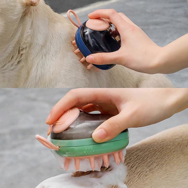 Hundefrisering Kæledyrsshampoo Børste Stor Sæbedispenser Beroligende Massage Bløde Børster Skrubber Kam til Hunde & Katte Vask