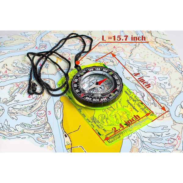 Multifunktionelt kompas Akryl kompas Kort Lineal Orienteringskompas Vandrekompas - Avanceret spejderkompas Campingnavigation - Spejderkompas