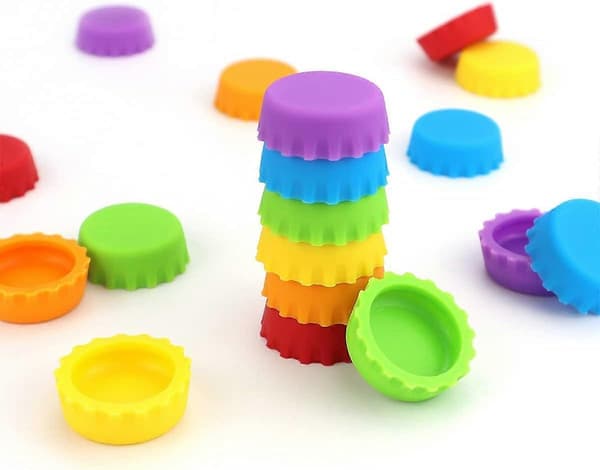 18-pack silikonflasklock - universell passform för brygg- och läskflaskor, hållbart material, blandade färger