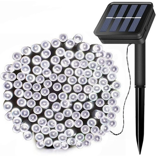 20m Solcelled Lyslenke Utendørs, 200 LED Lyslenke Utendørs Solcelle Varmt Hvit 8 Moduser LED Lyslenke Solcelle Utendørs Lyslenke Dekorasjon For Hage