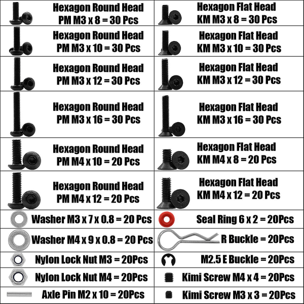 Skruvsats för 1/8 1/10 Hsp Traxxas Trx-4 Trx-6 Tamiya Cfx Mst Hpi Kyosho D90 Scx10 D110 AXIAL D110 Rc Bildelar Reparationsverktyg