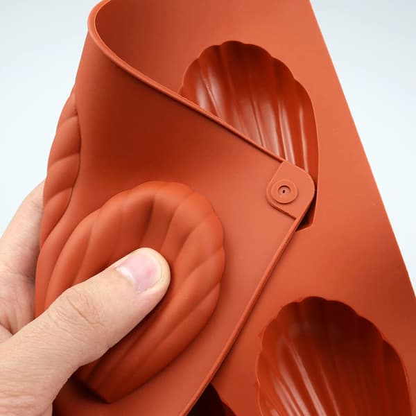 Rød - Silikone Madeleineform, Madeleine Bageform Mini Silikoneform til Kage Gelé Mousse Chokolade (Sæt med 2)