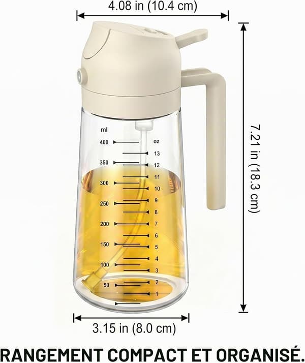 2-i-1 glassprayflaska, 450 ml, med gradering - vit White