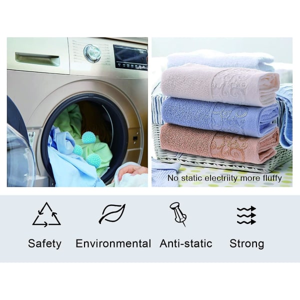4 pakker Eco Tørketrommel Gjenbrukbare silikonmyke vaskekuler Tøymykner Alternativ for hurtigtørking