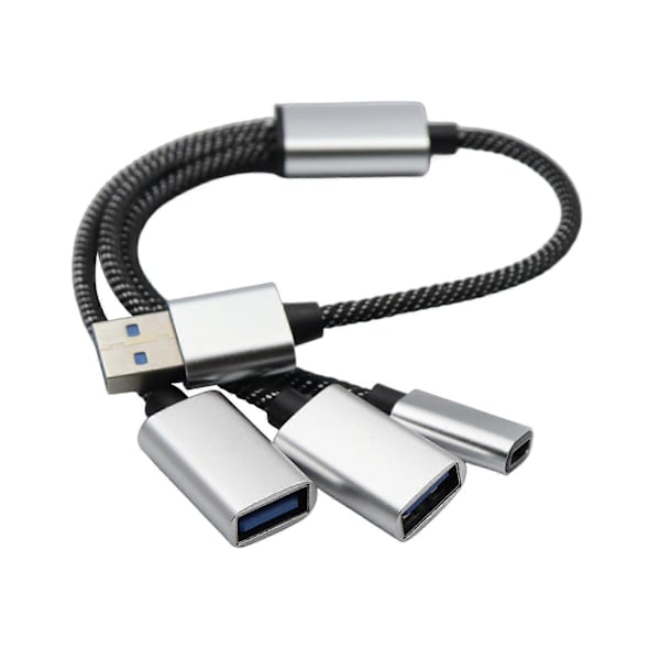 USB 2.0 Strømsplitterkabel, 1 Han til 2 Hun Adapter med USB C til Opladning og Data Synkronisering til Bærbar Computer