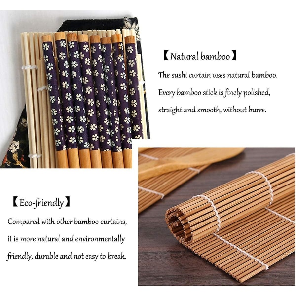 13 stk sushilagingssett, sushirullende bambusmatter, bambussushimatte, japansk