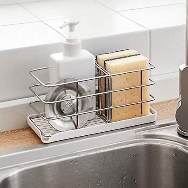 304 Rustfritt Stål Svamp Holder, Multifunksjonell Kjøkkenvask Organizer Vask Caddy Vask | Henge Justerbart Panel