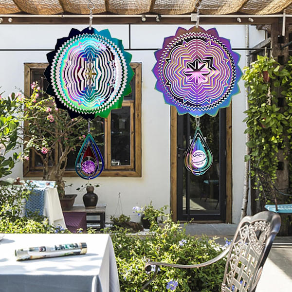 Vindklocka i rostfritt stål, 3D fågelavvisande vindklockor för utomhusupphängning Vindsnurra 30 x 15 cm, Färgglad roterande vindklocka för utomhusbruk Colourful