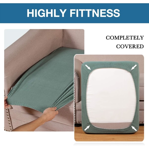 Stretchig soffkuddeöverdrag Soffa soffkudde Möbelskydd Soffa överdrag med elastisk botten Spandex Jacquardtyg Små rutor(C Sage 1 Cushion Armchair