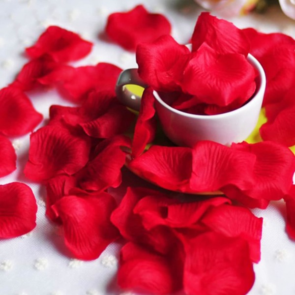 2000 stk røde roseblader til soverommet, kunstige roseblomster, smakløse emulerings silke roseblader for romantiske scener bryllupsdag, bi Red