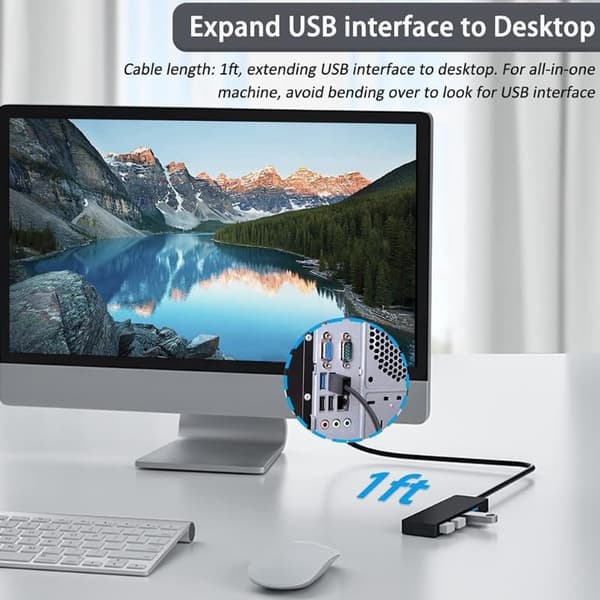 4-portars USB 3.0 Hub Splitter Extender Adapter, Multi-Port USB-expander för bärbar dator Xbox Flash Drive Tangentbord Musanslutning