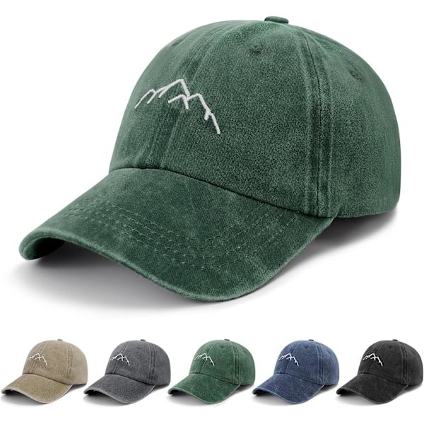 Baseball keps för män - Vintage tvättad pappa keps topp keps justerbar bomull unisex Green One Size