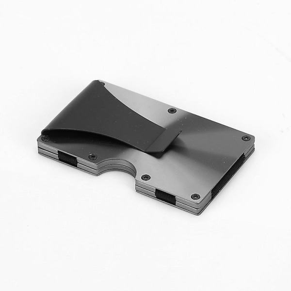 Rustfrit stål elastisk bånd Business Money Clip Kreditkortholder taske tegnebog (2 stk, sort)