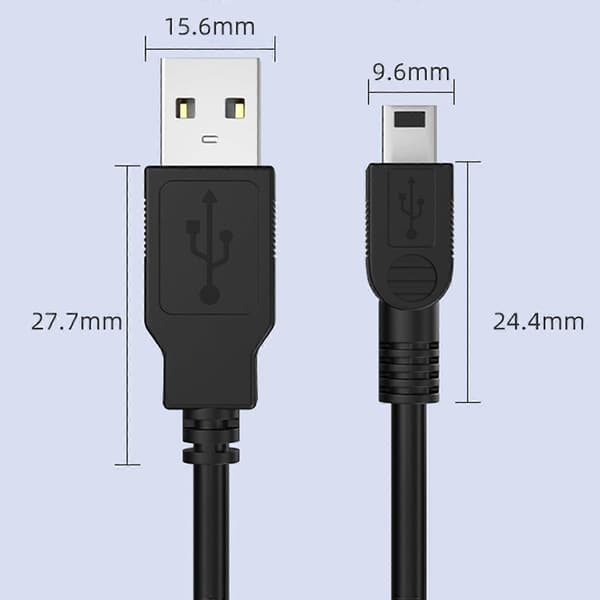 Trapezformet T-formet Mini USB Opladerkabel USB Datakabelledning til Hurtig Opladning og Dataoverførsel 80cm Lang