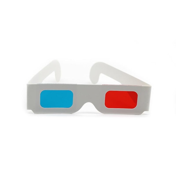 Set med 2 par röda och blå 3D-glasögon av papper för resor och filmdekoration