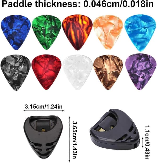Flerfärgade gitarrplektrum för elgitarr, 0,71 mm tjocklek, 10 blandade färger, hållbart material