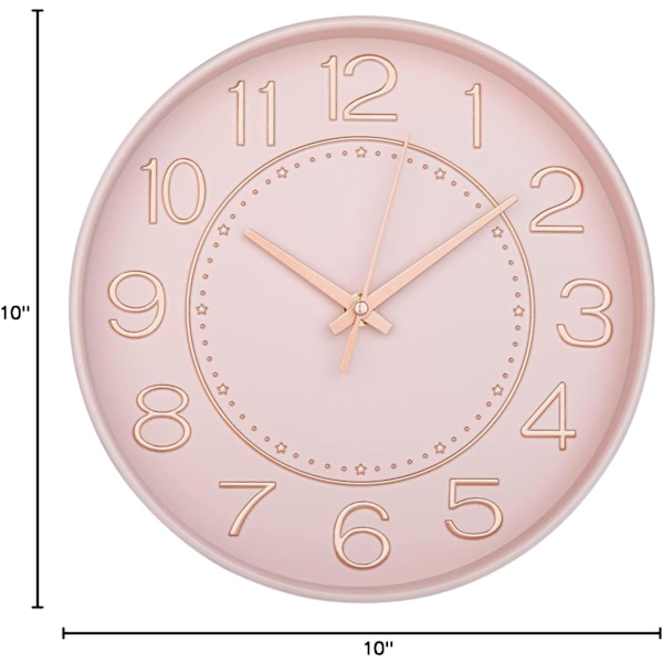 10 tum Små Väggklockor Batteridrivna, Tyst Ingen Tickande Klocka för Vägg, Modern Kvartsväggklocka för Vardagsrum Sovrum Kök Kontor S 10inchpink & Rosegold 1 pack 10 inch