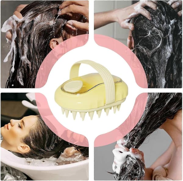 Shampoo Børste Hovedbundsbørste til hårvask med bløde silikonebørster Gul Hovedmassager Eksfoliator til stresslindring